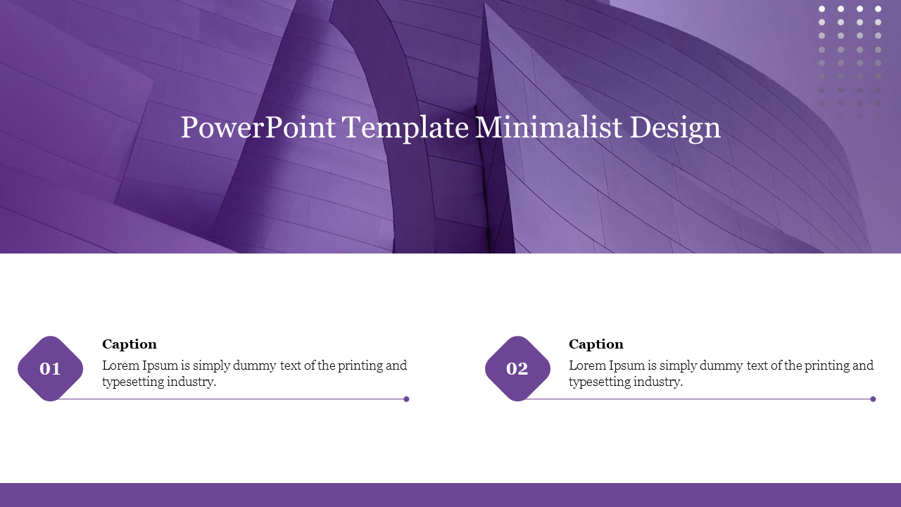 Purple Color PowerPoint Template Minimalist Design Slide